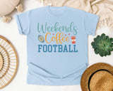 Weekends Coffee Football graphic tee in Chambray
