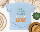 My Favorite Player Call Me Mom Blue graphic tee in Chambray