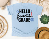 Hello Fourth Grade Backpack graphic tee in Chambray