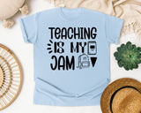 Teaching Is My Jam Backpack graphic tee in Chambray