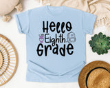 Hello Eighth Grade graphic tee in Chambray
