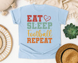 Eat Sleep Football Repeat Heart graphic tee in Chambray