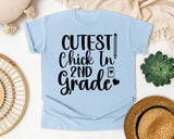 Cutest Chick In 2nd Grade Notebook graphic tee in Chambray