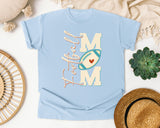 Football Mom Vertical Script graphic tee in Chambray