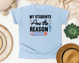 My Students Are The Reason Pencil graphic tee in Chambray