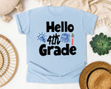 Hello 4th Grade Backpack graphic tee in Chambray