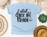 Cutest Chick In 1st Grade graphic tee in Chambray