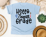 Hello Seventh Grade graphic tee in Chambray