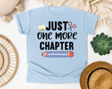 Just One More Chapter graphic tee in Chambray
