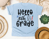 Hello 5th Grade Backpack Bulb graphic tee in Chambray