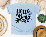 Hello Ninth Grade Globe graphic tee in Chambray