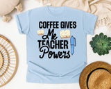 Coffee Gives Me Teacher Powers Pen graphic tee in Chambray