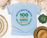 Happy Happy Happy 100 Days Of School Grey 2 graphic tee in Chambray