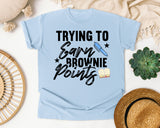Trying To Earn Brownie Points graphic tee in Chambray