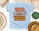 100 Days Of Teaching The Brightest Crayons graphic tee in Chambray