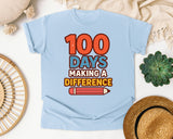 100 Days Making A Difference graphic tee in Chambray
