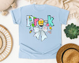 Pre-K Paper Bow graphic tee in Chambray