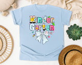 Kindergarten Paper Bow Pastel graphic tee in Chambray