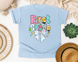 First Grade Paper Bow graphic tee in Chambray