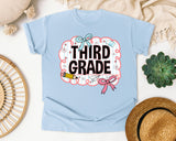 Third Grade Scallop Bow graphic tee in Chambray