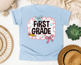 First Grade Scallop Bow graphic tee in Chambray