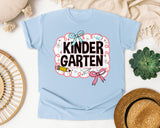 Kindergarten Scallop Bow graphic tee in Chambray