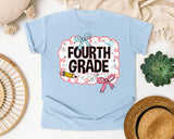 Fourth Grade Scallop Bow graphic tee in Chambray