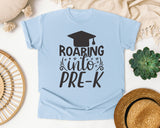 Roaring Into Pre-K Grey graphic tee in Chambray