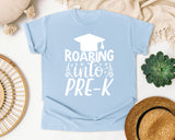 Roaring Into Pre-K White graphic tee in Chambray