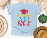 Roaring Into Pre-K Red graphic tee in Chambray