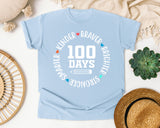 100 Days Smarter Kinder Braver Stronger White 2 graphic tee in Chambray