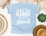 My Daddy Is My Hero White 6 graphic tee in Chambray