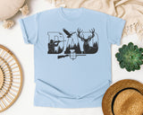 Dad Hunting Deer graphic tee in Chambray