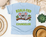 Koala-fied School Counselor Light Print Graphic Tee graphic tee in Chambray
