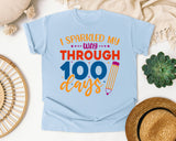 I Sparkled My Way Through 100 Days White 2 3 graphic tee in Chambray