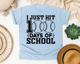 I Just Hit 100 Days Of School Baseball graphic tee in Chambray