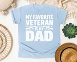 My Favorite Veteran Is My Dad White graphic tee in Chambray