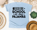 I Go To School In My Pajamas White graphic tee in Chambray