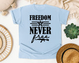 Freedom Is Never Free White graphic tee in Chambray
