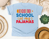 I Go To School In My Pajamas Red graphic tee in Chambray