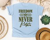 Freedom Is Never Free Brown graphic tee in Chambray