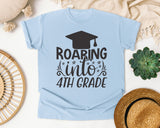 Roaring Into 4th Grade White graphic tee in Chambray