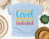 5th Grade Level Unlocked graphic tee in Chambray