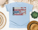 Brisket Bacon Ribs And Freedom Grey 2 graphic tee in Chambray