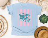 Teacher Mode Off Stripes graphic tee in Chambray