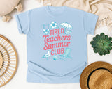Tired Teachers Summer Club graphic tee in Chambray