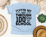 Poppin My Way Through 100 Days Of School White graphic tee in Chambray
