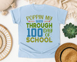 Poppin My Way Through 100 Days Of School Grey graphic tee in Chambray