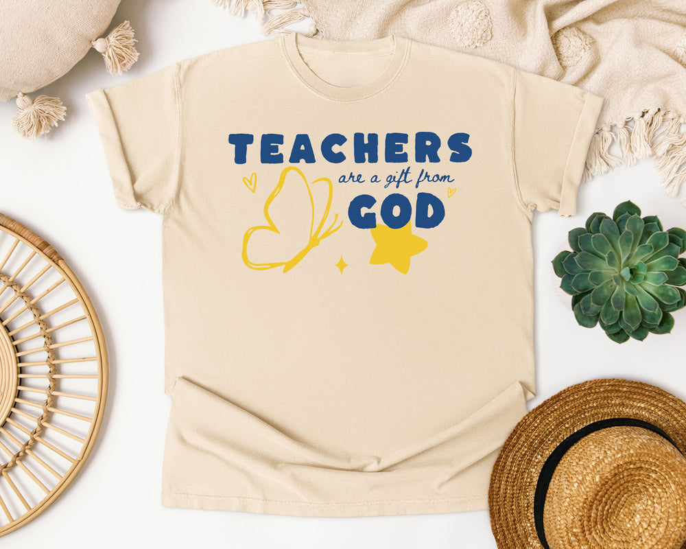 Teachers Gift From God graphic tee in Ivory Comfort Colors 1717