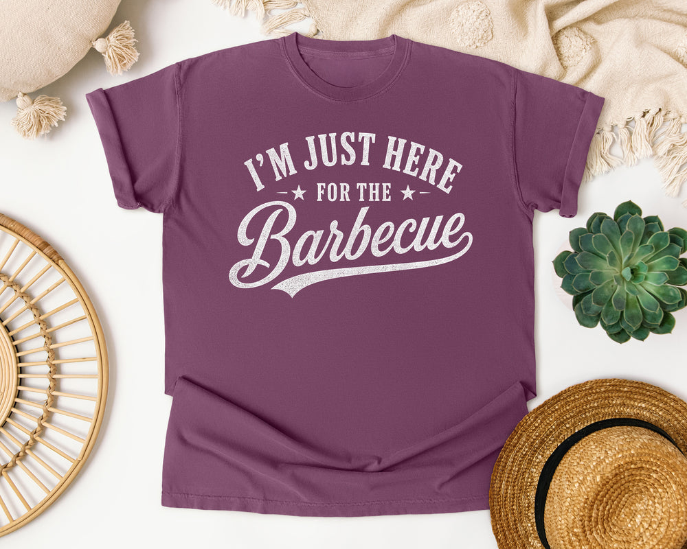I'm Just Here For The Barbecue graphic tee in Berry Comfort Colors 1717